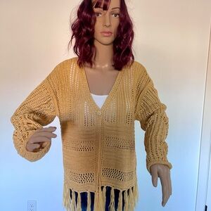 Panhandle Slim® Women's Rock N Roll Open Fringed Cardigan Sweater Size L